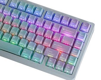 Gradient Y2K Keycaps, Double-Shot PBT, Shine-Through, 130-Piece