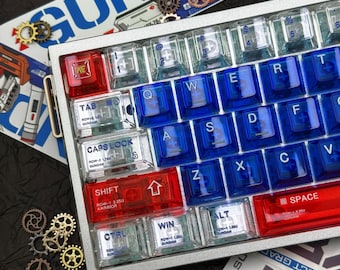 Gundam PC Keycap Set, 130 Keys UV Printed + 5-Side Dye-Sublimated PC Material, Cherry Profile Custom Keycaps