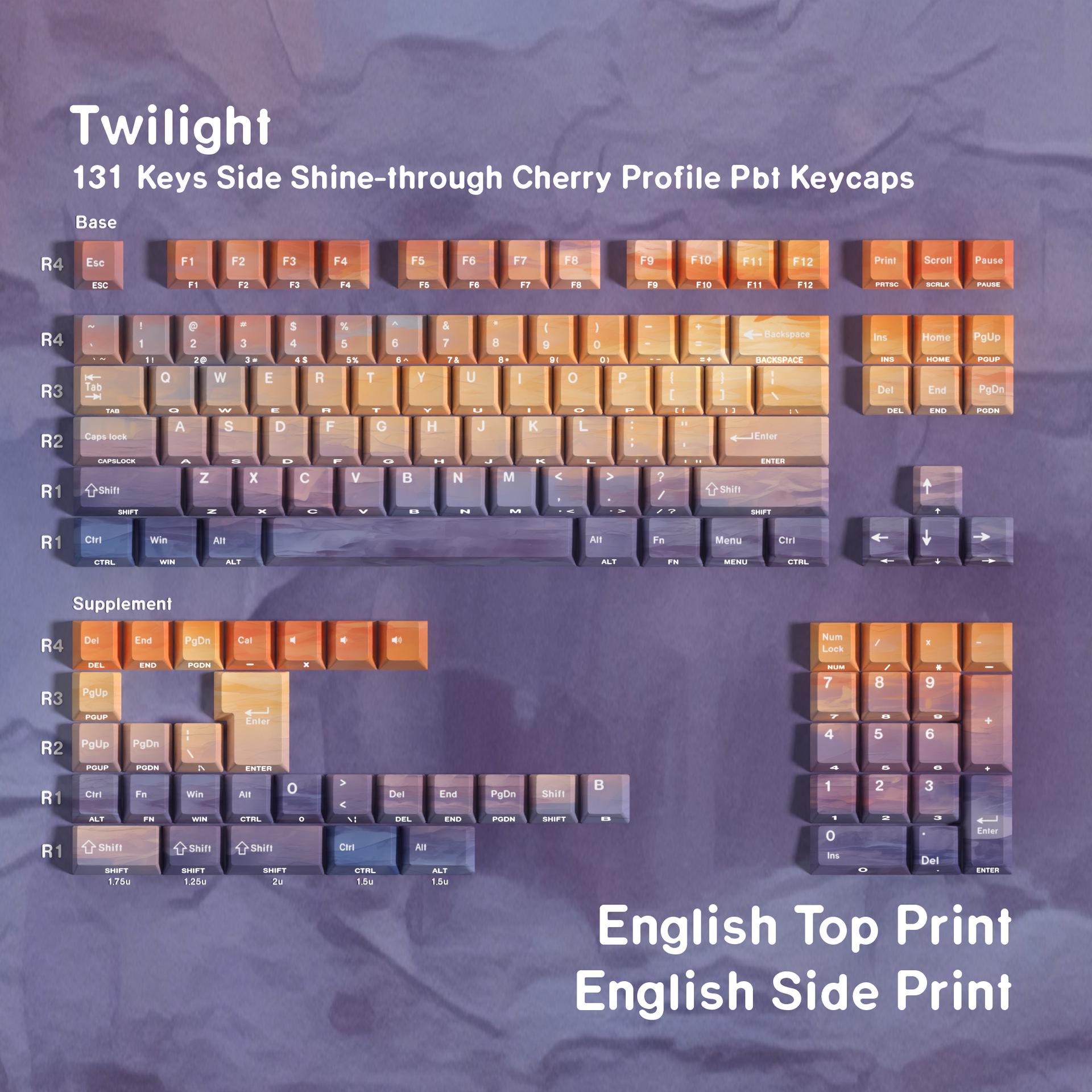 Sun Set Keycaps Sunset Glow Angle Double-shot Shine-through Keycap Set, Dye-sub ...