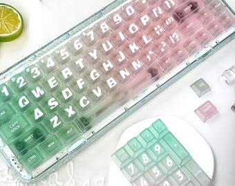 Misty Shine-Through Keycap Set, 119 Keys Cherry Profile Frosted PBT Keycaps, Translucent Fog Effect for Mechanical Keyboard, Custom Keycaps