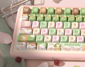 Garden Art Nouveau Keycap Set, MDA Profile 5-Sided Dye-Sub PBT Keycaps, Alphonse Mucha Inspired Custom Mechanical Keyboard Keys