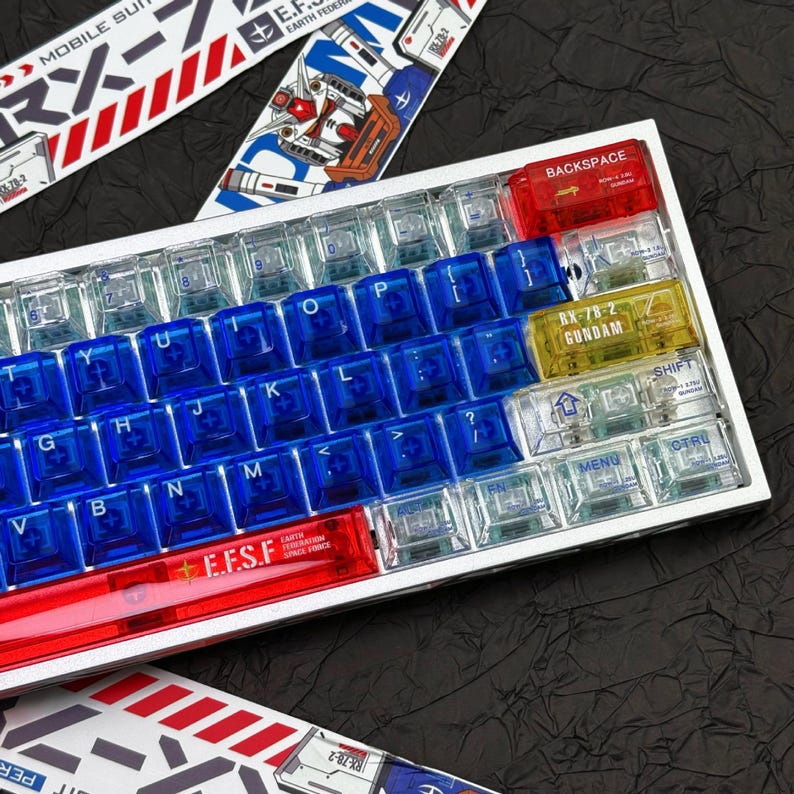 Gundam PC Keycap Set, 130 Keys UV Printed + 5-Side Dye-Sublimated PC Material, Cherry Profile Custom Keycaps image 4