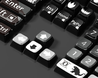 Godzilla Anime Monster Artisan Keycap Set, 118 Keys Dye-Sublimated PBT 4-Side Shine-Through, Custom Mechanical Keycaps,
