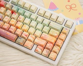 Ghibli Garden Keycap Set | Botanical Anime Keyboard Keycaps | Cherry Profile PBT | Cozy Aesthetic Mechanical Keyboard