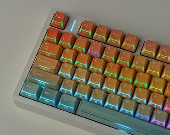 Sunset at Sea Angle Double-Shot Shine-Through Keycap Set, 137 Keys Dye-Sub + Double-Shot PBT Cherry Profile