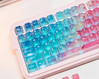ink Ocean Keycap Set | Misty Shine-Through | Cherry Profile | 119 Keys | Mechanical Keyboard