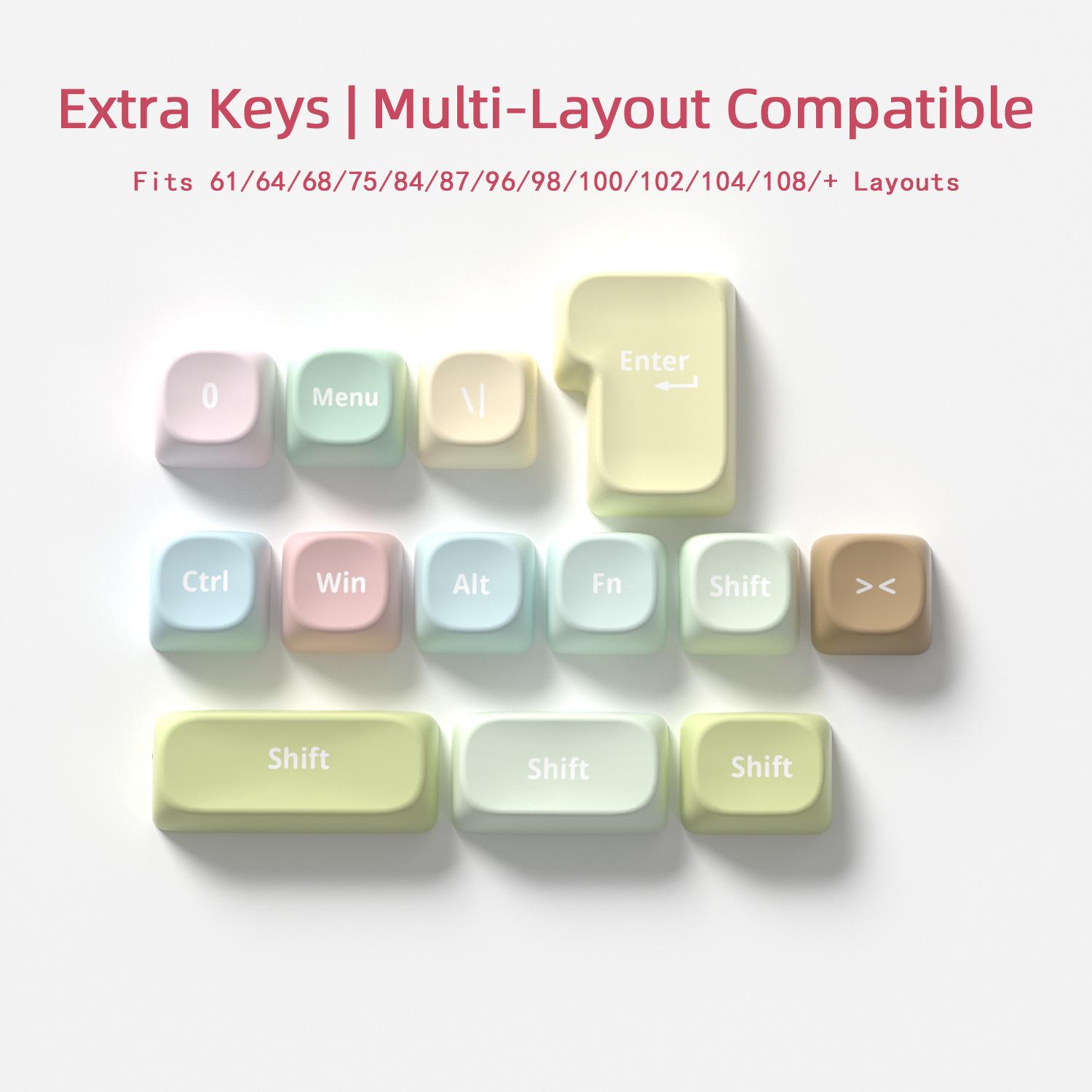 Pastel Color Keycap MOA Set, 121 Keys 5-side Dye-sublimated PBT, Soft ...