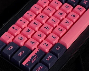 Love Death & Robots Theme Keycap Set, 129 Keys XDA Profile 5-Side Dye-Sublimated PBT, Pink Sci-Fi Keycaps for Mechanical Keyboard