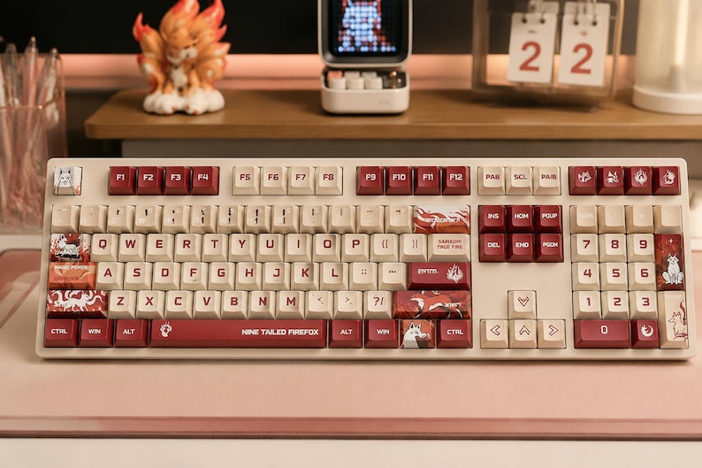 Nine-tailed Fox Keycap Set, Kitsune Theme Dye-sublimated PBT Cherry ...