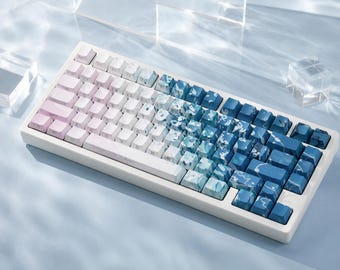 Pink Beach Double-Shot Keycaps | Side Shine-Through | Cherry Profile | 130 Keys | Mechanical Keyboard