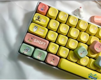 SpongeBob Keycap Set, MOA78 Keys, Anime Cartoon Keycaps for Mechanical Keyboard, Nostalgia Gaming Gift,