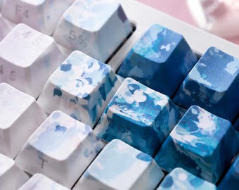 Pink Beach Double-Shot Keycaps | Side Shine-Through | Cherry Profile | 130 Keys | Mechanical Keyboard