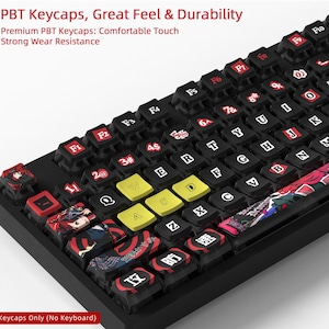 Yoshizawa Kasumi Theme Keycap Set, 132 Keys 5-Side Dye-Sub PBT+PC Hybrid, 4-Side Translucent Shine-Through Mechanical Keyboard