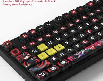 Yoshizawa Kasumi Theme Keycap Set, 132 Keys 5-Side Dye-Sub PBT+PC Hybrid, 4-Side Translucent Shine-Through Mechanical Keyboard