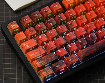 Rust Era Double-Shot Shine-Through Keycap Set, 131 Keys Dye-Sub + Double-Shot PBT Cheery Profile, Industrial Wasteland Theme