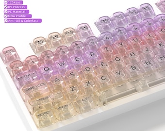 MOA Profile Transparent Color Keycap Set, 125 Keys High-Translucent PC Material, Full RGB Shine-Through for Mechanical Keyboard
