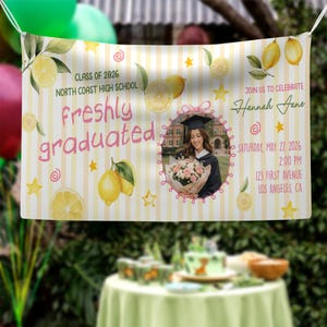 Striscione personalizzato per neolaureati, decorazioni per feste di laurea, cartello per la festa di laurea della classe del 2026, sfondo per la laurea del 2026