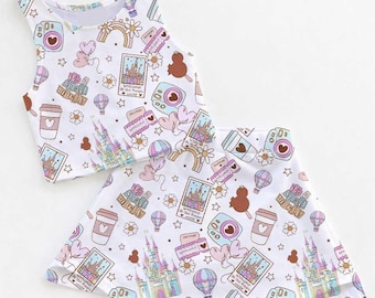 Conjunto de snacks de Mickey Mouse, atuendo con estampado de dulces, vestido de Main Street Foodie, regalo de ropa de helado de gofres de Disney World