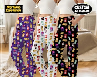 Taco Bell Pajamas Pants - Fast Food Inspired Homewear - Women Fast Food Holiday Pajamas for Women
