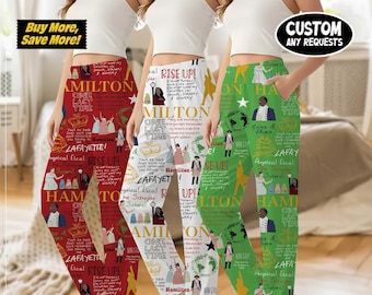 Conjunto de pijama y pantalón del musical Hamilton - Ropa de casa inspirada en el musical Broadway - Pijamas navideños de 2025 para mujer