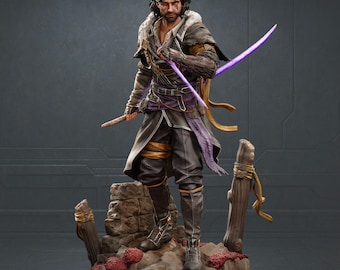 Ronin Warrior Statue STL | 1/6 Scale Samurai with Energy Katana (3D Print File)