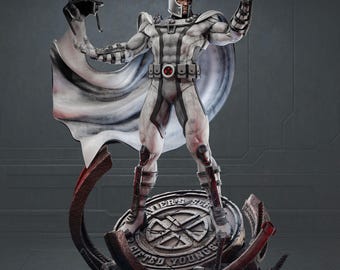 Magneto X-Force Fanart STL Statue | 1/6 Scale | Master of Magnetism on Ruined Base | 3D STL Print File Model Download