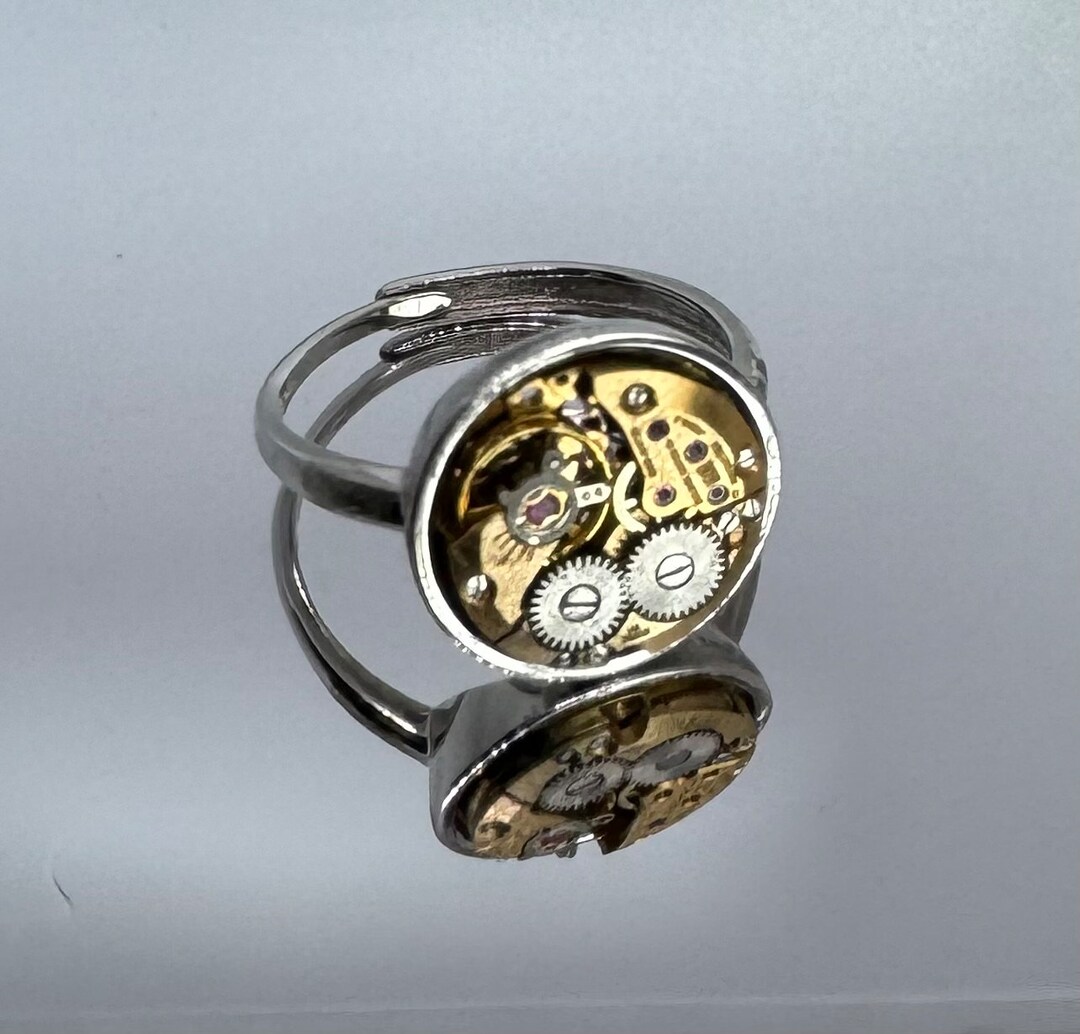 Steampunk Watch Movement Ring. Adjustable Ring Etsy