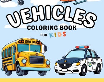 Libro para colorear de vehículos para niños / Coches, camiones, motos (PDF imprimible)