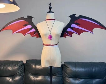 Skrzydła Demona Cosplay Czerwone Czarne Skrzydła Nietoperza Skrzydła Diabła Gotycki Kostium Skrzydła Upadłego Anioła Kostium na Halloween Skrzydła Mrocznego Anioła