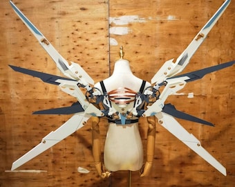 2-Wing Mechanical Cosplay Wings Futuristic Steampunk Sci-Fi Costume Props with Adjustable Straps for Photoshoots, Events and Performances