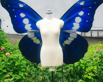 Blue Butterfly Wings Cosplay Fairy Wings Large Realistic Butterfly Wings Fantasy Costume Festival Outfit Photo Prop