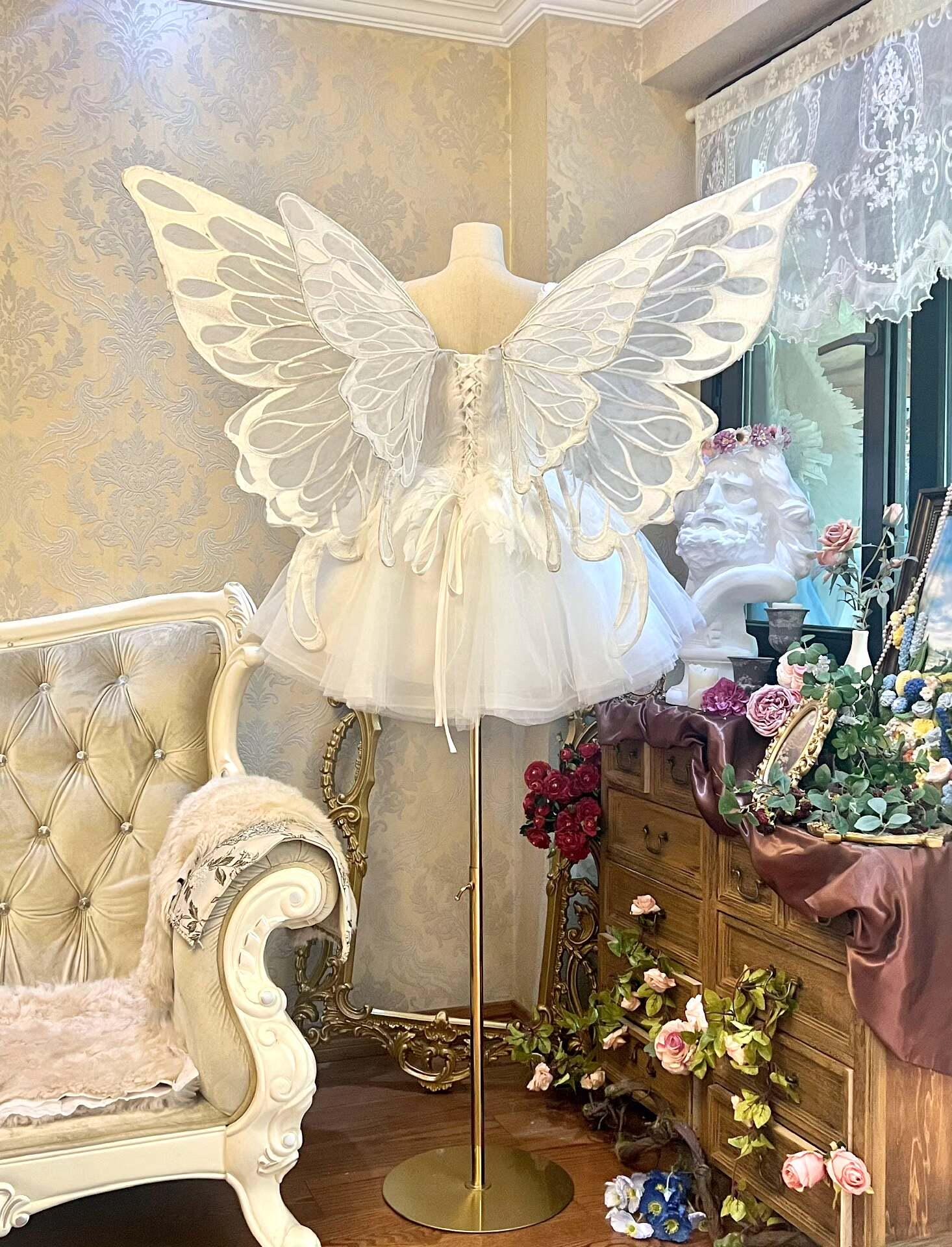 White Fairy Dress With Butterfly Wings, Ethereal Fairy Costume ...