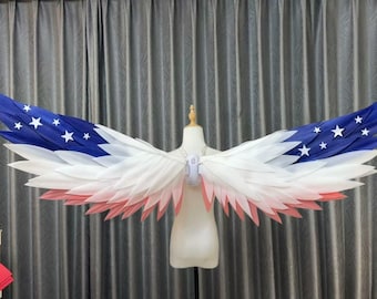 Skrzydła flagi USA z okazji Dnia Niepodległości, patriotyczny kostium cosplay, festiwal, impreza rave, zdjęcie rekwizytu