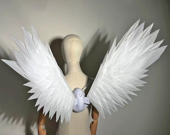 Small Electric Angel Wings, Moving White Cosplay Wings, Wearable Costume Wings, Angel Costume Accessory