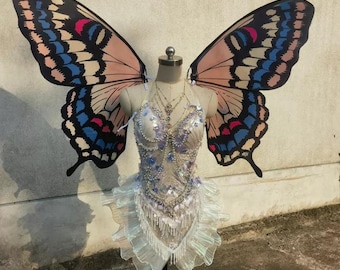 Skrzydła motyla Cosplay Duże skrzydła jaskółczego ogona Kostium wróżki Realistyczne skrzydła owada Strój festiwalowy Skrzydła wróżki natury Rekwizyt do zdjęć