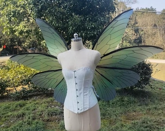 Skrzydła wróżki Cosplay Zielone skrzydła motyla Duże skrzydła owada Przezroczyste skrzydła wróżki Kostium festiwalowy Skrzydła elfa Fantastyczna sesja zdjęciowa