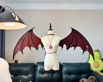 Skrzydła Demona Cosplay Czerwone Czarne Skrzydła Nietoperza Skrzydła Diabła Gotycki Kostium Skrzydła Upadłego Anioła Kostium na Halloween Skrzydła Mrocznego Anioła