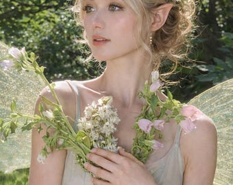 Green Fairy Dress with Wings, Woodland Fairy Gown, Ethereal Fairy Costume, Forest Fairy Outfit, Fantasy Photoshoot Dress