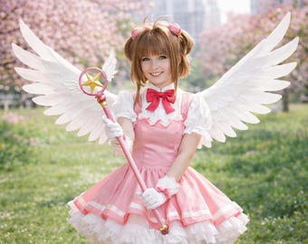 Skrzydła anioła anime cosplay białe pióra skrzydła magiczny kostium dziewczyny skrzydła w stylu sakura kawaii skrzydła wróżki kostium halloween rekwizyty