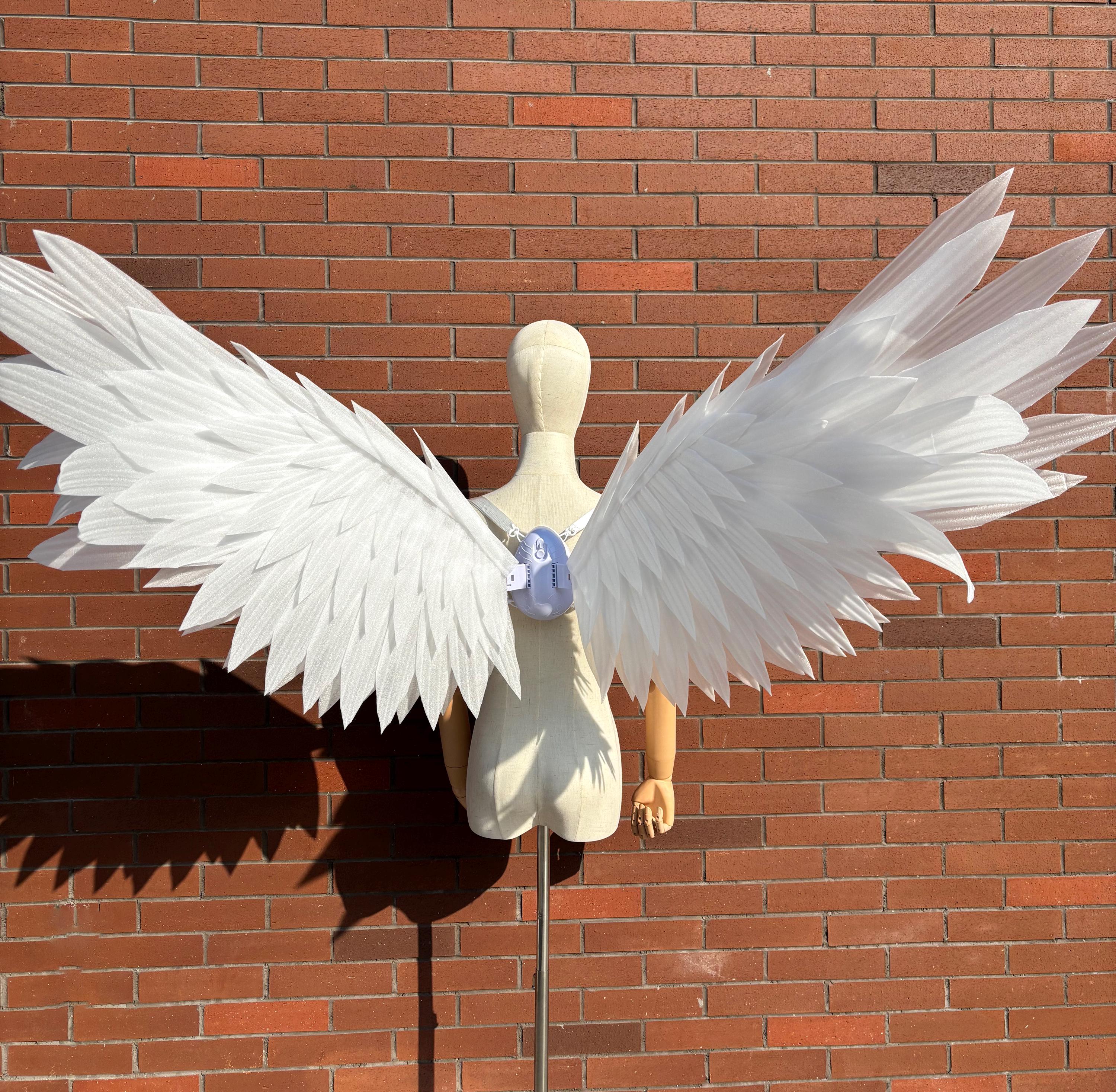 Handmade Fairy Electric Angel Wings, Large White Motorized Seraph Wings ...