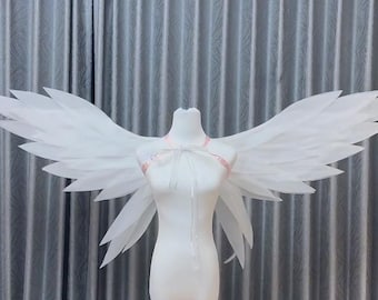 Electric Fairy Wings White Butterfly Style, Moving Cosplay Wings, Wearable Fantasy Costume Wings, Elf Angel Party Accessory