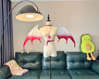 Gradientowe skrzydła demona Cosplay skrzydła nietoperza skrzydła diabła gotycki kostium czerwono-czarno-niebieskie skrzydła kostium na halloween skrzydła mrocznego anioła