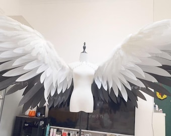 4m Large Electric Angel Wings with Faux Feathers & Pearl Cotton for Cosplay, Weddings, Photoshoots, Festivals, Theatrical Performances