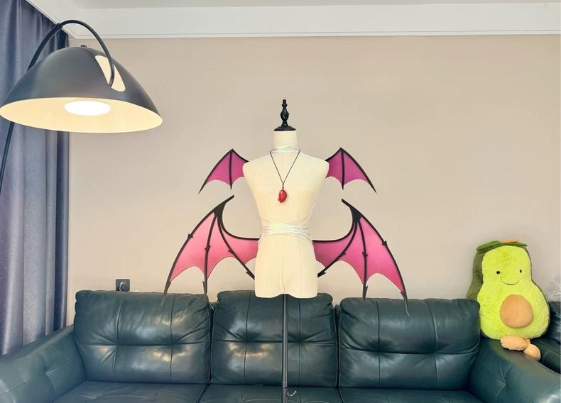 Succubus Wings Cosplay Modlin Wings Pink Black Demon Wings Double Layer Bat Wings Anime Cosplay Wings Fantasy Costume Halloween Prop