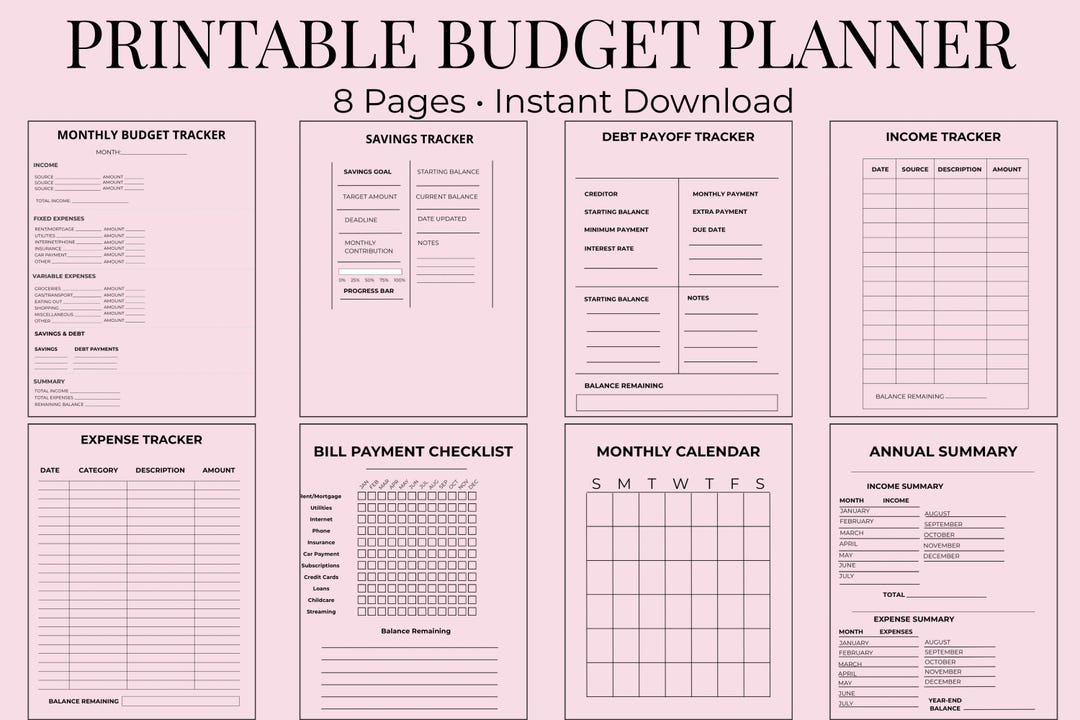A5 Budget Planner Inserts | Printable Budget Binder | 8-page A5 Expense ...