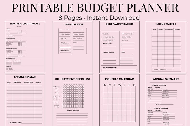 A5 Budget Planner Inserts | Printable Budget Binder | 8-page A5 Expense ...