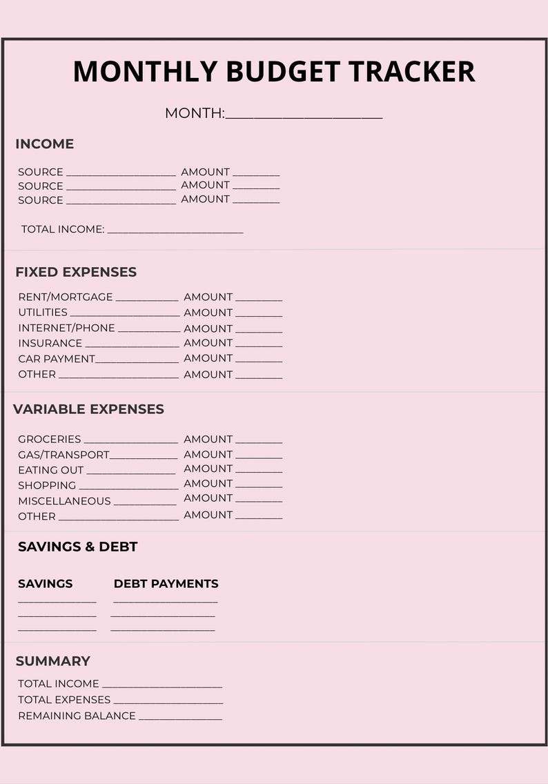 A5 Budget Planner Inserts | Printable Budget Binder | 8-page A5 Expense ...