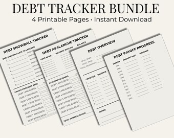 Debt Payoff Tracker Bundle | Snowball + Avalanche | Printable Debt Tracker Sheets | Minimalist Finance Binder | Aesthetic PDF