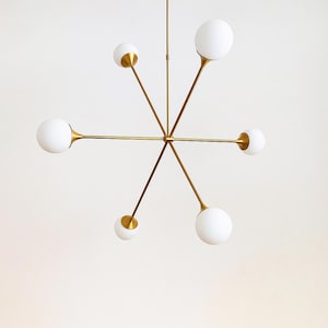 Raw Brass Sputnik Chandelier | Mid-Century Modern Globe Light | Handmade Multi-Arm Ceiling Fixture