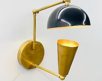 Aplique de pared vintage de latón – Iluminación italiana Stilnovo de los años 50, lámpara de metal de mediados de siglo (individual)